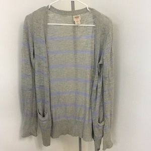 Grey/periwinkle striped cardigan
